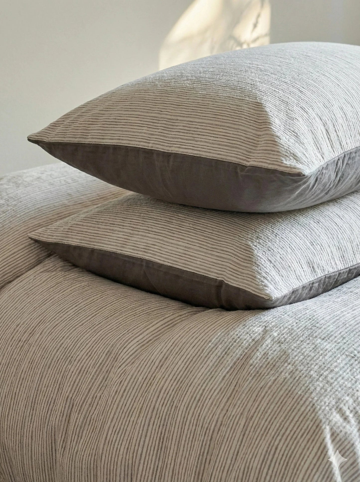 Emma Duo Striped Jacquard Bedding Set / Gray