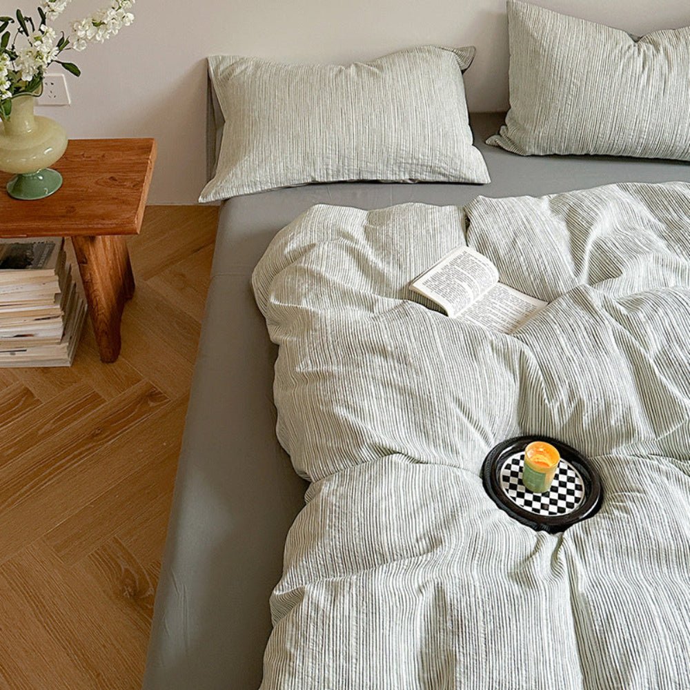 Emma Duo Striped Jacquard Bedding Set / Green