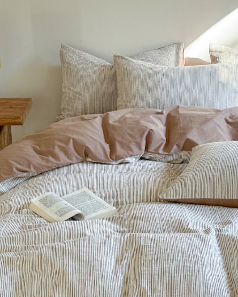 Emma Duo Striped Jacquard Bedding Set / Gray