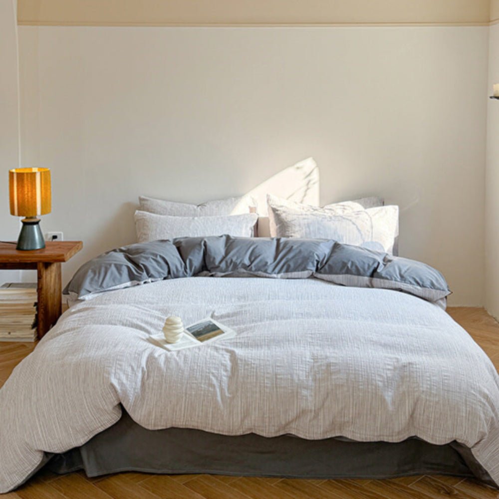 Emma Duo Striped Jacquard Bedding Set / Blue