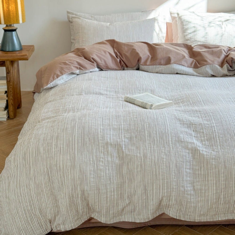 Emma Duo Striped Jacquard Bedding Set / Blue