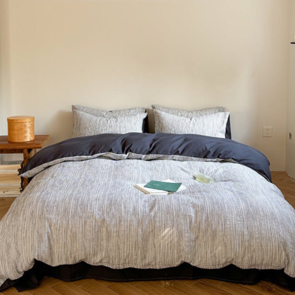 Emma Duo Striped Jacquard Bedding Set / Blue