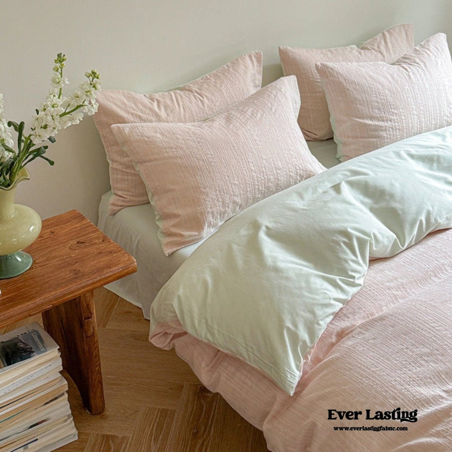Emma Duo Striped Jacquard Bedding Set / Pink