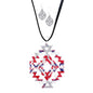 Enamel Aztec Pattern Pendant Leather Long Necklace Earrings