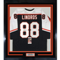 Framed Autographed/Signed Eric Lindros 35x39 Philadelphia Black Hockey Jersey JSA COA