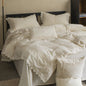 Esme French Linen Cotton Embroidered Floral Bedding Set / White
