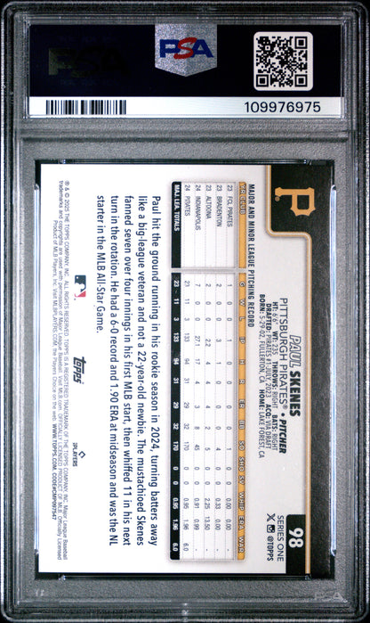 Graded 2025 Topps Paul Skenes #98 Rookie Cup Baseball Card PSA 10 Gem Mint