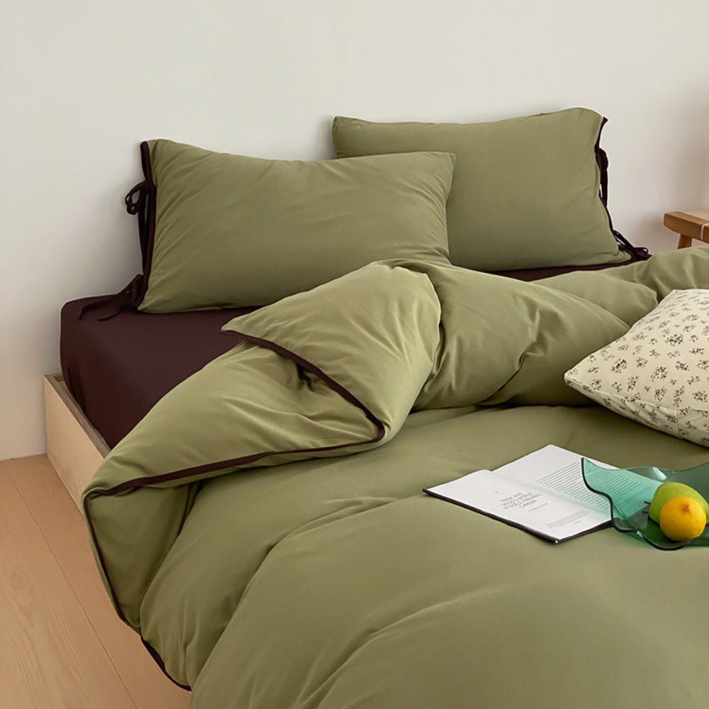 Evangeline Pastel Bow Tie Twill Bedding Set / Green