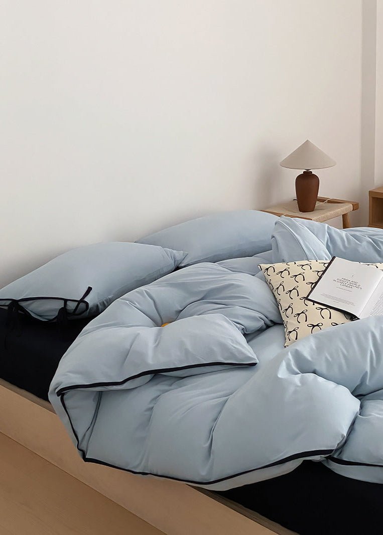 Evangeline Pastel Bow Tie Twill Bedding Set / White