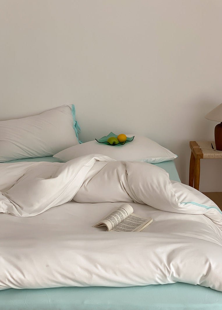 Evangeline Pastel Bow Tie Twill Bedding Set / Green
