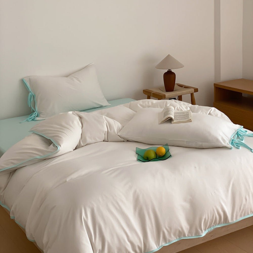 Evangeline Pastel Bow Tie Twill Bedding Set / Green