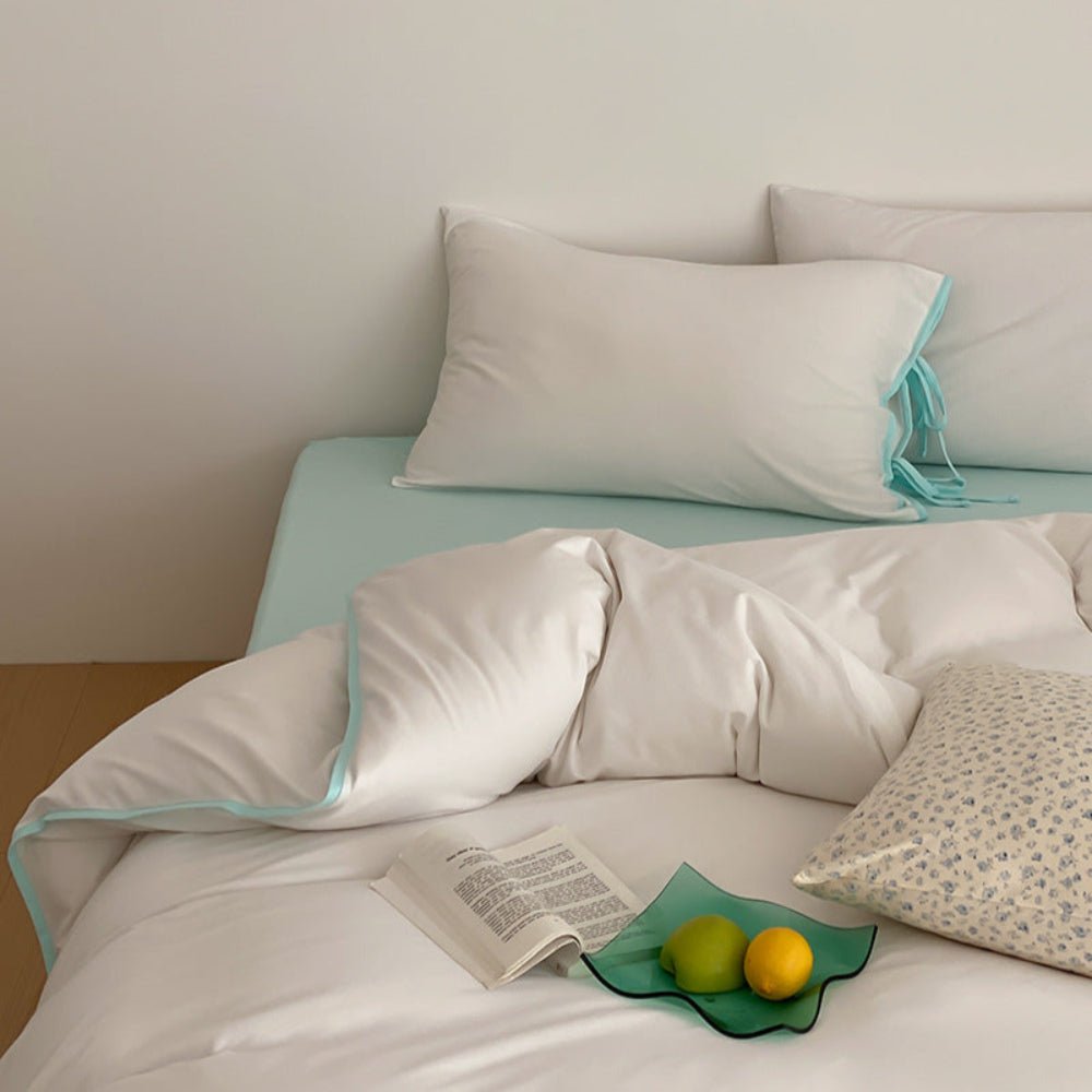 Evangeline Pastel Bow Tie Twill Bedding Set / Green