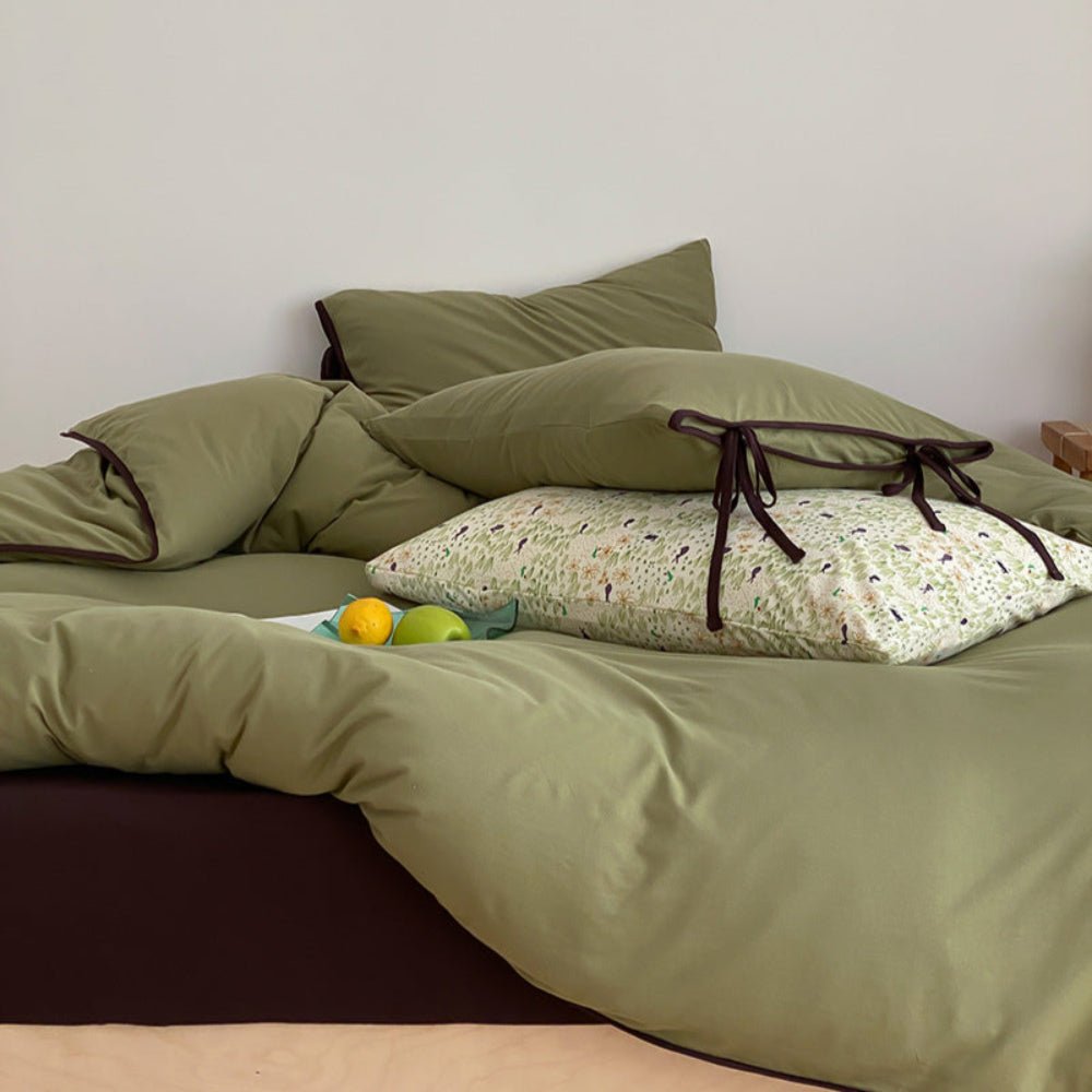 Evangeline Pastel Bow Tie Twill Bedding Set / Green