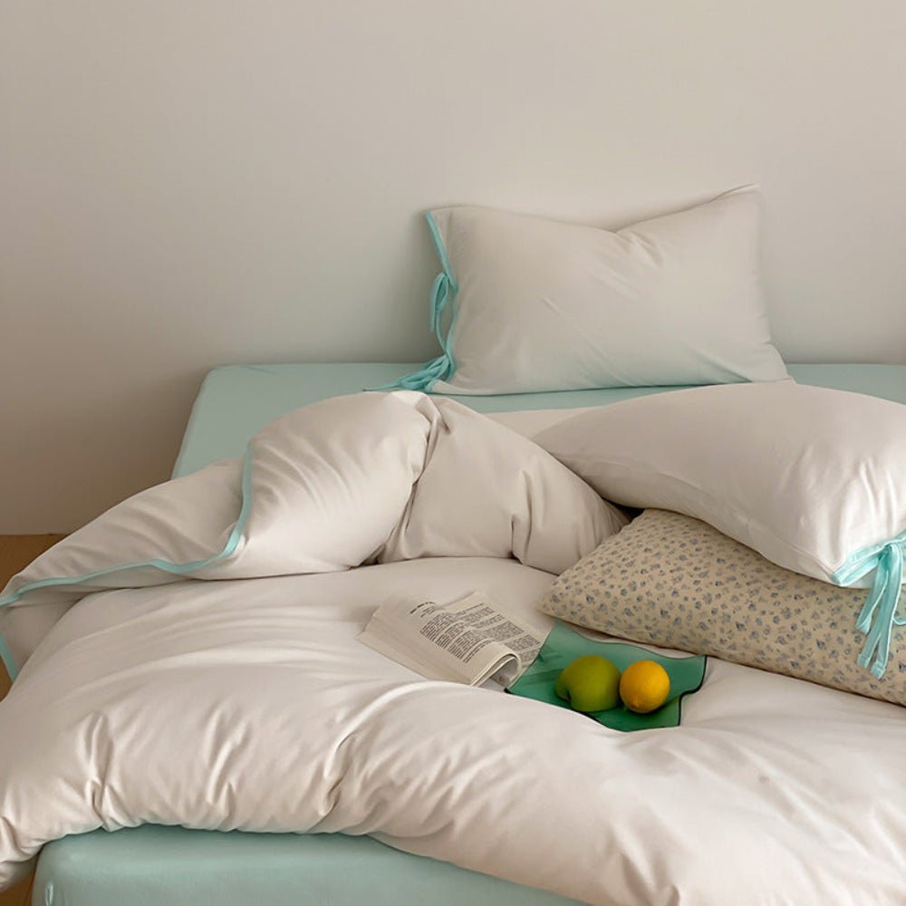 Evangeline Pastel Bow Tie Twill Bedding Set / Green
