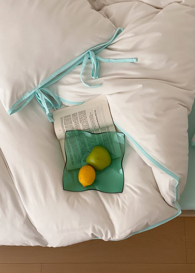 Evangeline Pastel Bow Tie Twill Bedding Set / Green