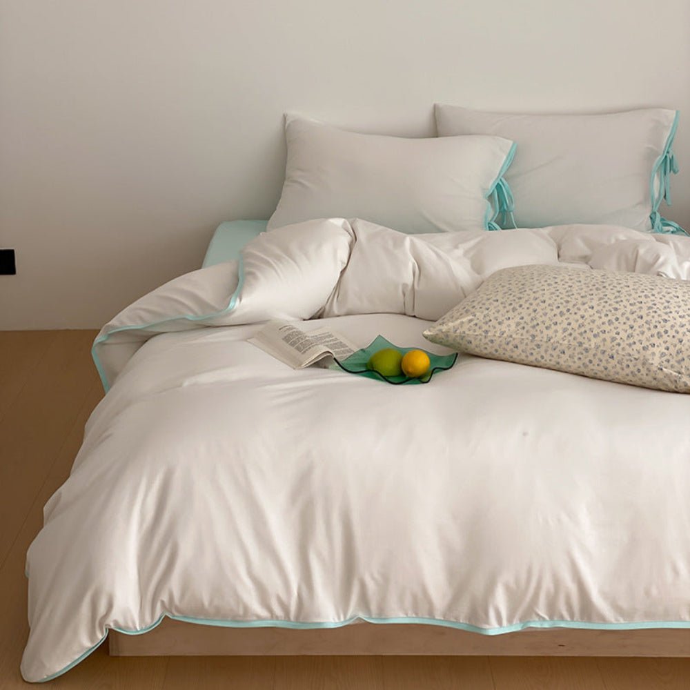 Evangeline Pastel Bow Tie Twill Bedding Set / Green