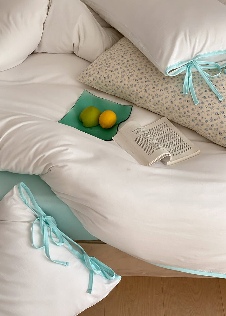 Evangeline Pastel Bow Tie Twill Bedding Set / Green