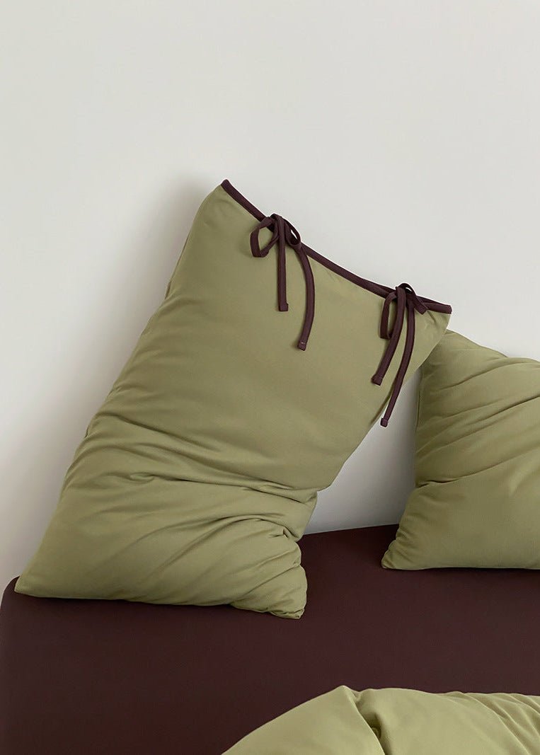 Evangeline Pastel Bow Tie Twill Bedding Set / Green