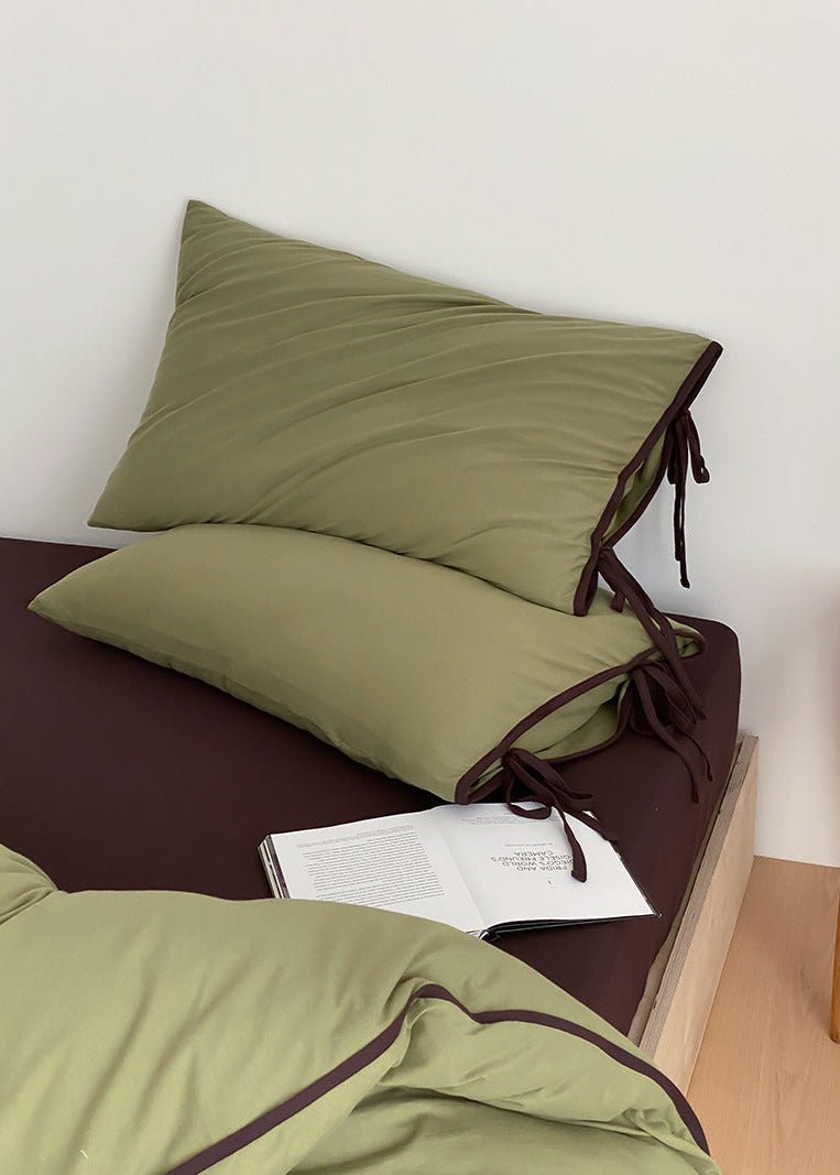 Evangeline Pastel Bow Tie Twill Bedding Set / Green