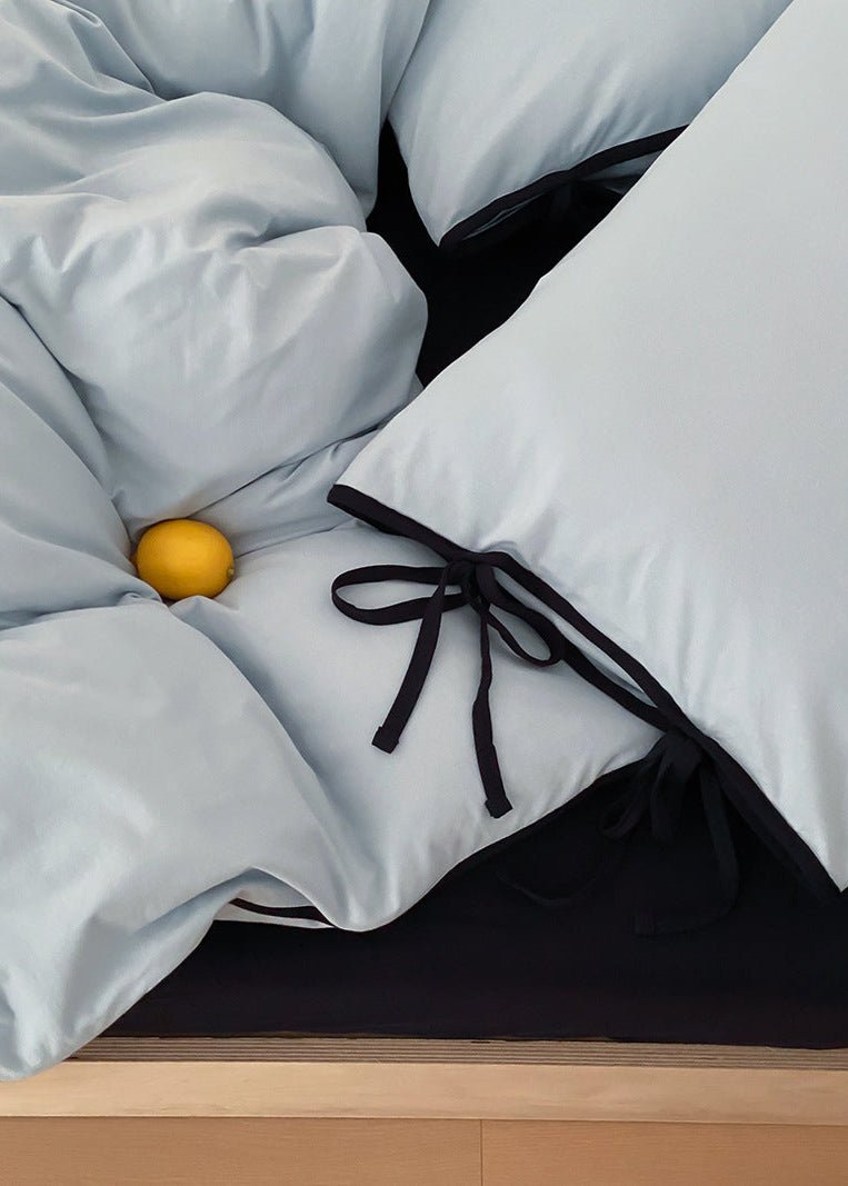 Evangeline Pastel Bow Tie Twill Bedding Set / White