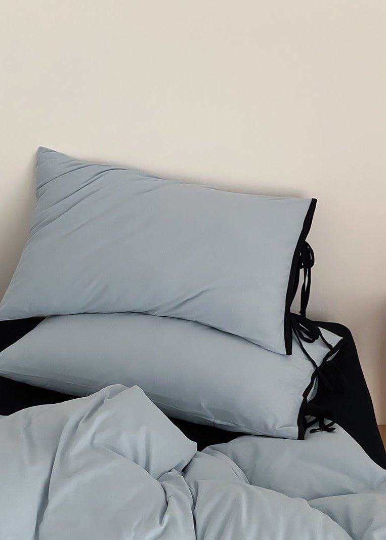 Evangeline Pastel Bow Tie Twill Bedding Set / White