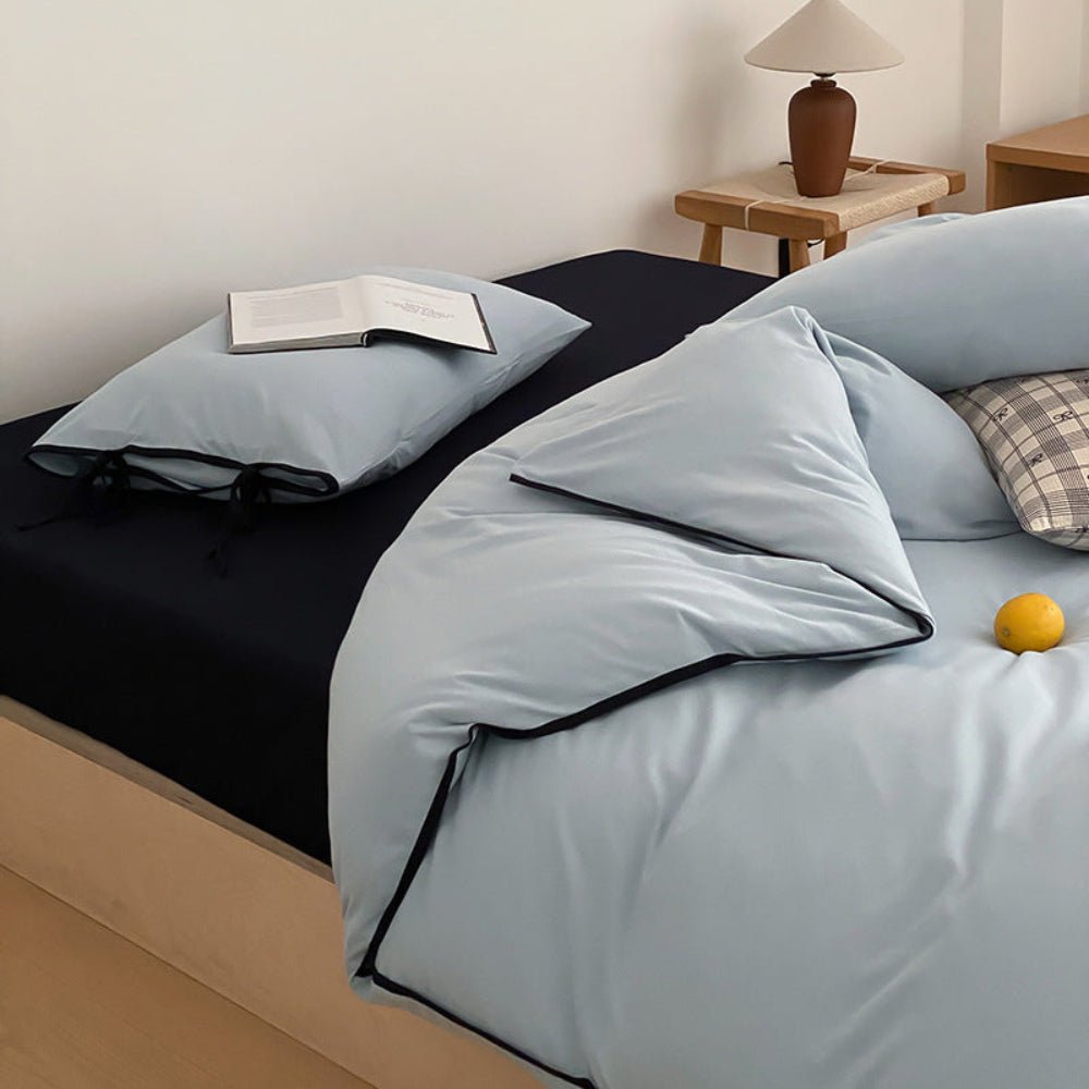 Evangeline Pastel Bow Tie Twill Bedding Set / Blue