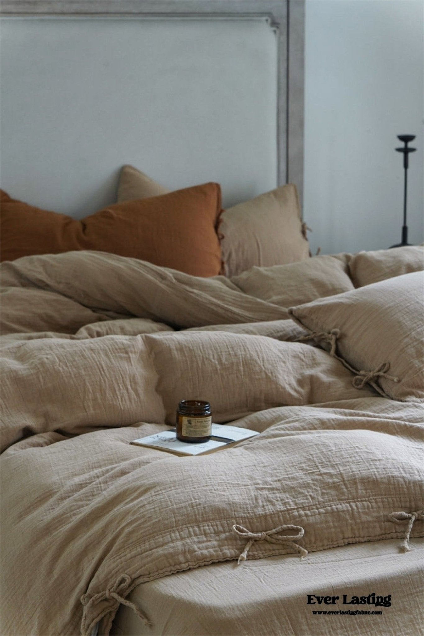 Evelyn Retro Double Gauze Bedding Set / Beige Brown