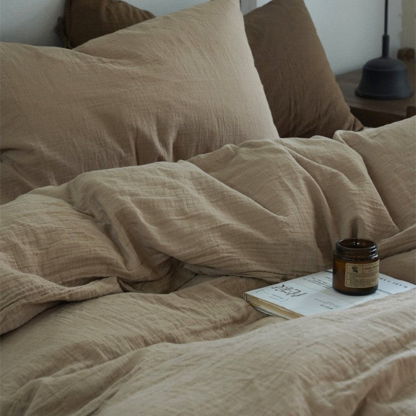 Evelyn Retro Double Gauze Bedding Set / Beige Brown
