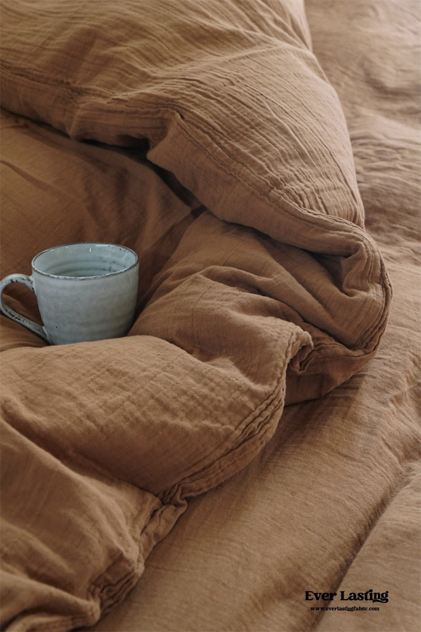Evelyn Retro Double Gauze Bedding Set / Caramel Brown