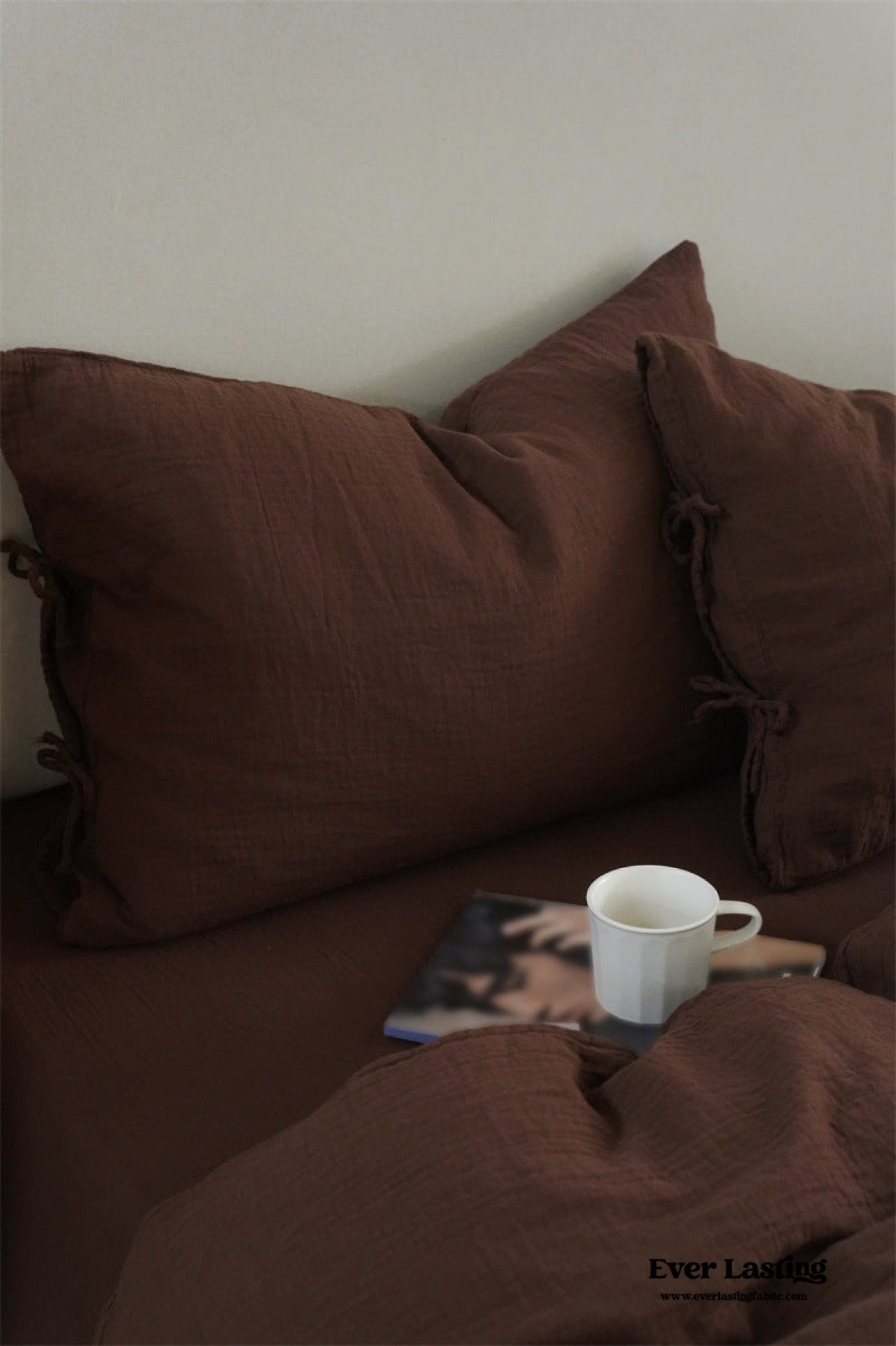 Evelyn Retro Double Gauze Bedding Set / Caramel Brown