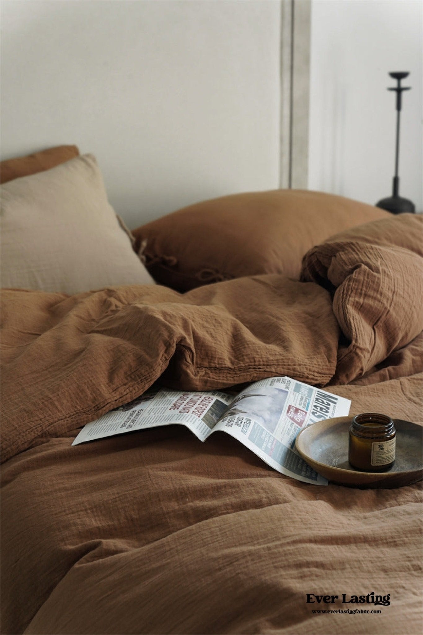 Evelyn Retro Double Gauze Bedding Set / Caramel Brown