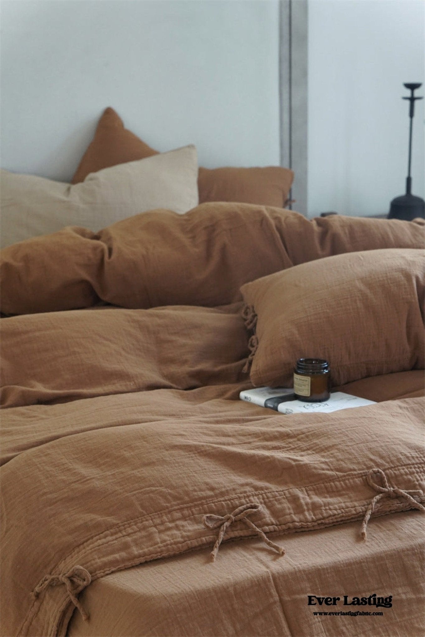 Evelyn Retro Double Gauze Bedding Set / Chestnut Brown