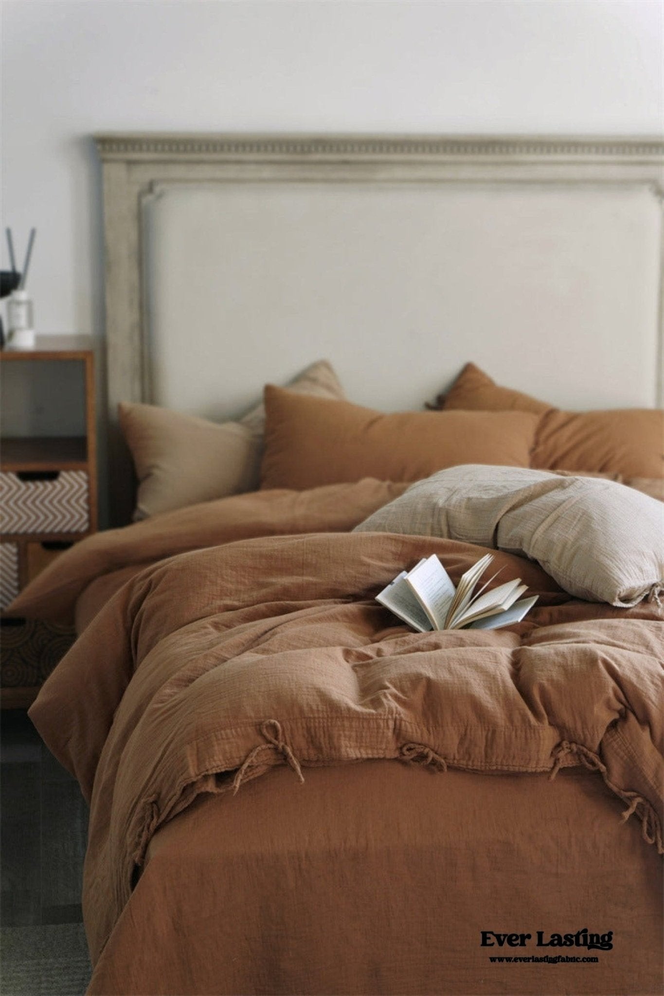 Evelyn Retro Double Gauze Bedding Set / Chestnut Brown