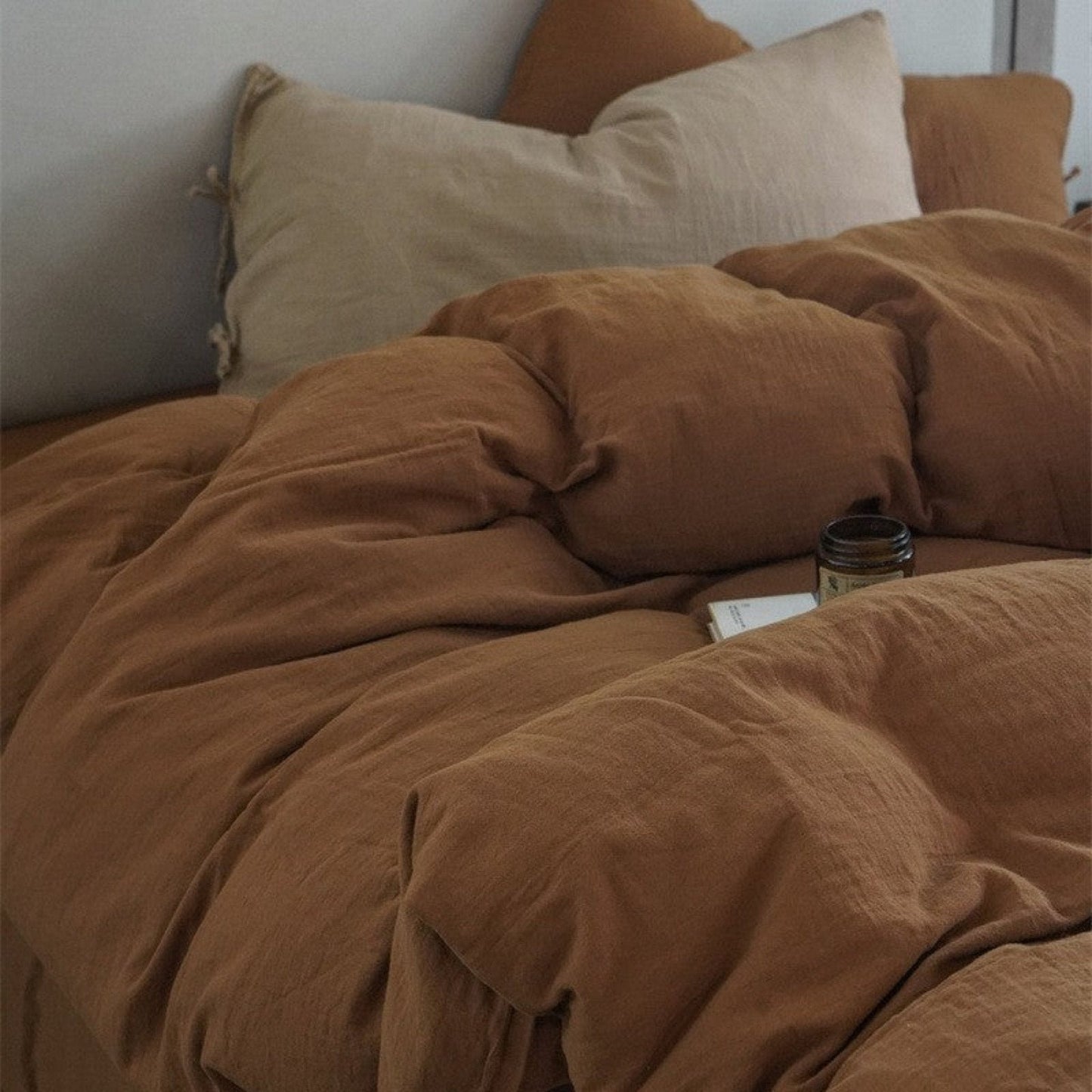 Evelyn Retro Double Gauze Bedding Set / Chestnut Brown