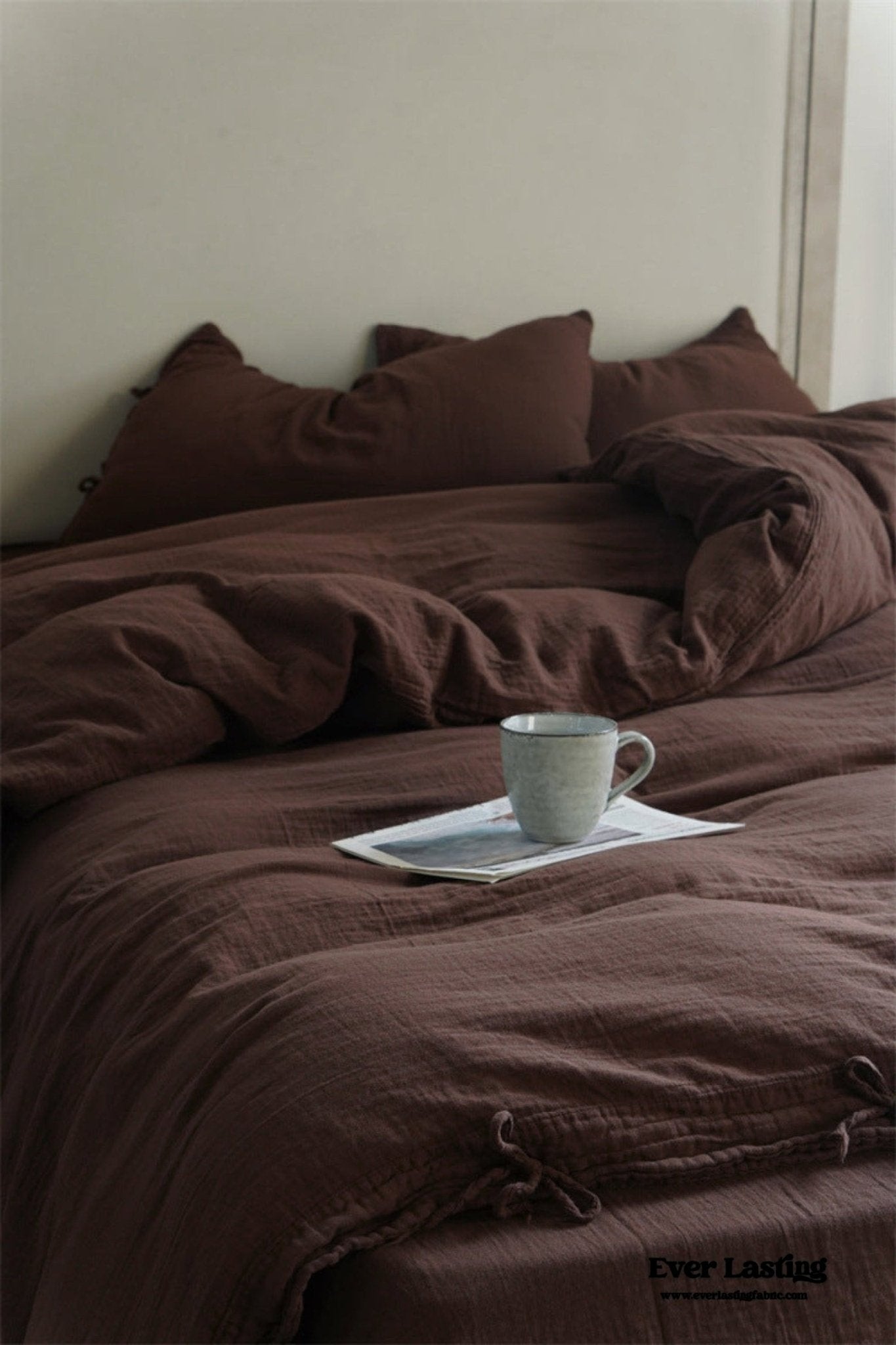 Evelyn Retro Double Gauze Bedding Set / Chestnut Brown