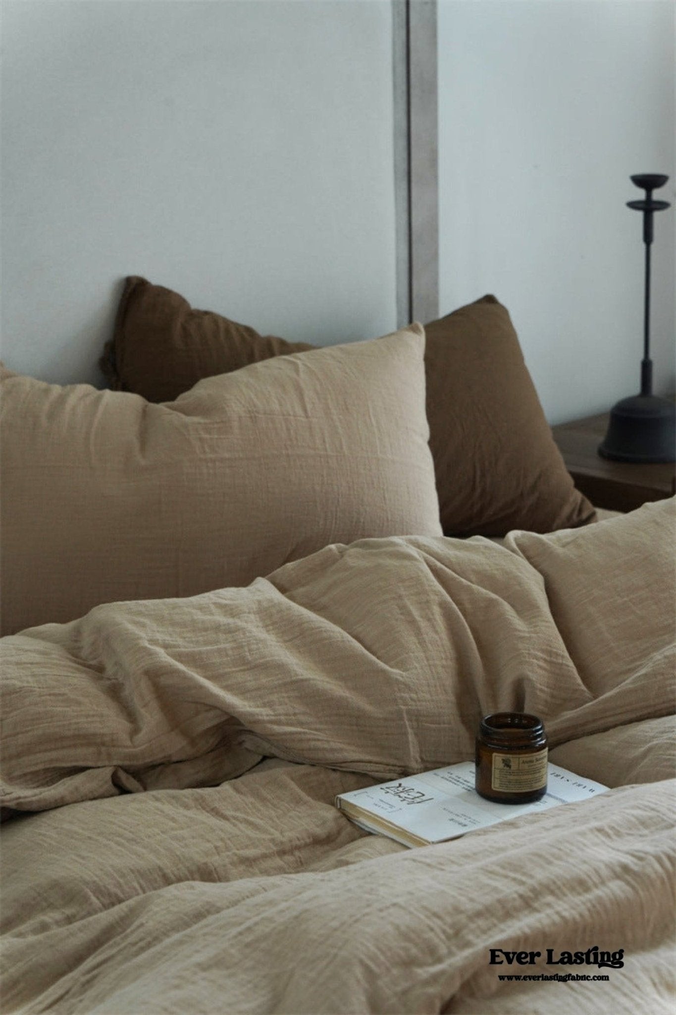 Evelyn Retro Double Gauze Bedding Set / Chestnut Brown