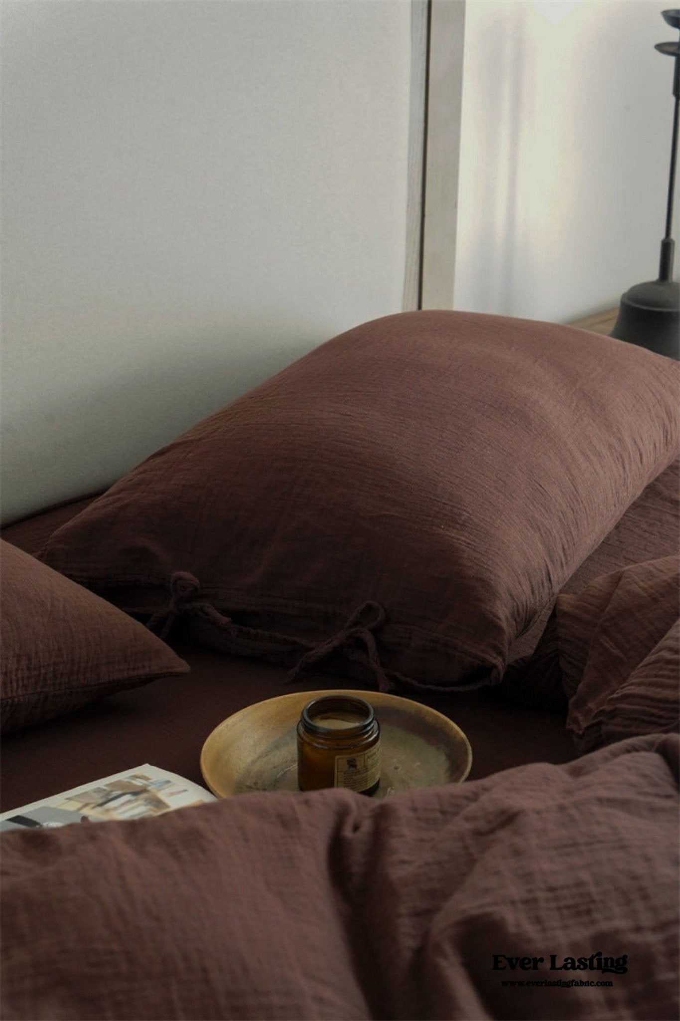 Evelyn Retro Double Gauze Bedding Set / Chestnut Brown