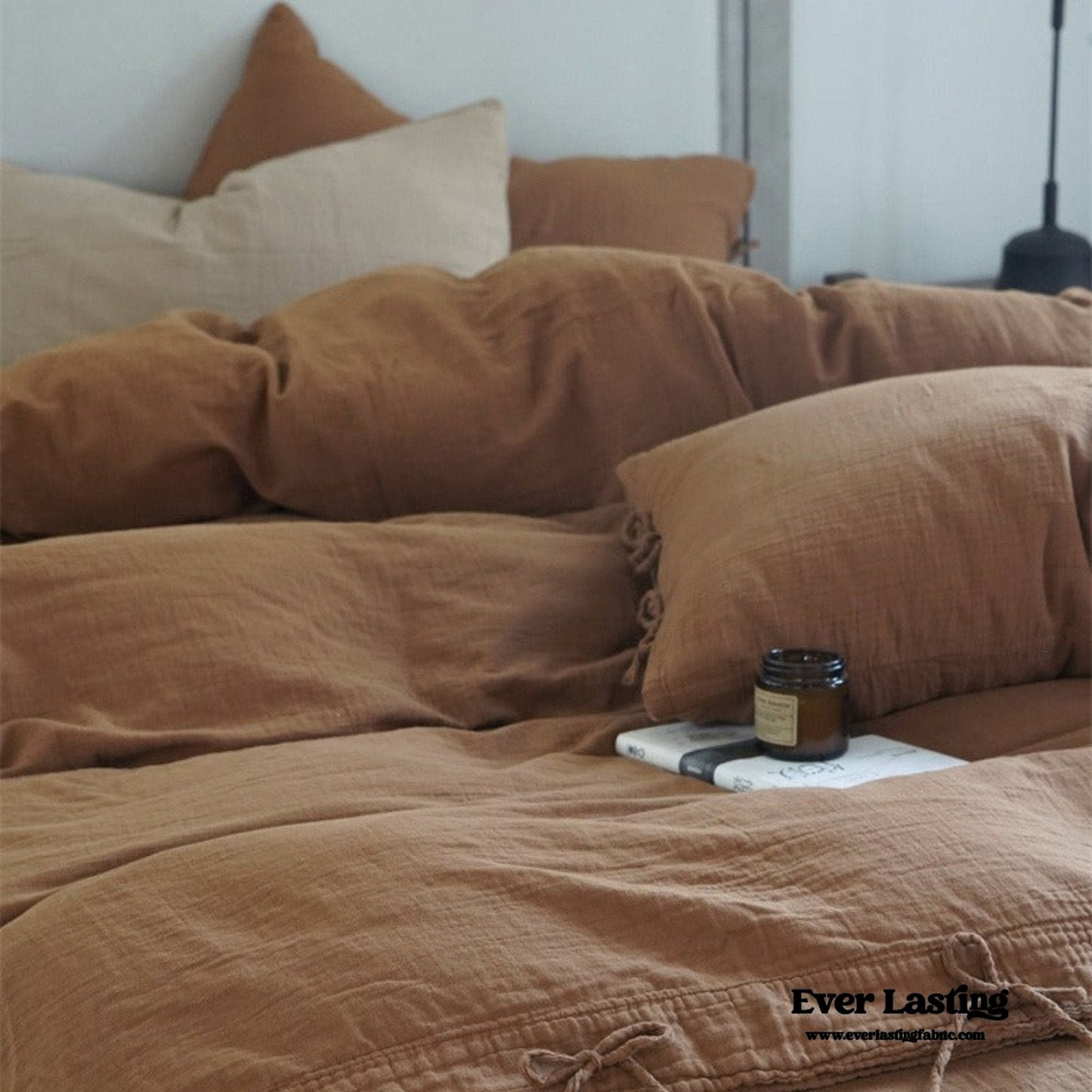Evelyn Retro Double Gauze Bedding Set / Chestnut Brown