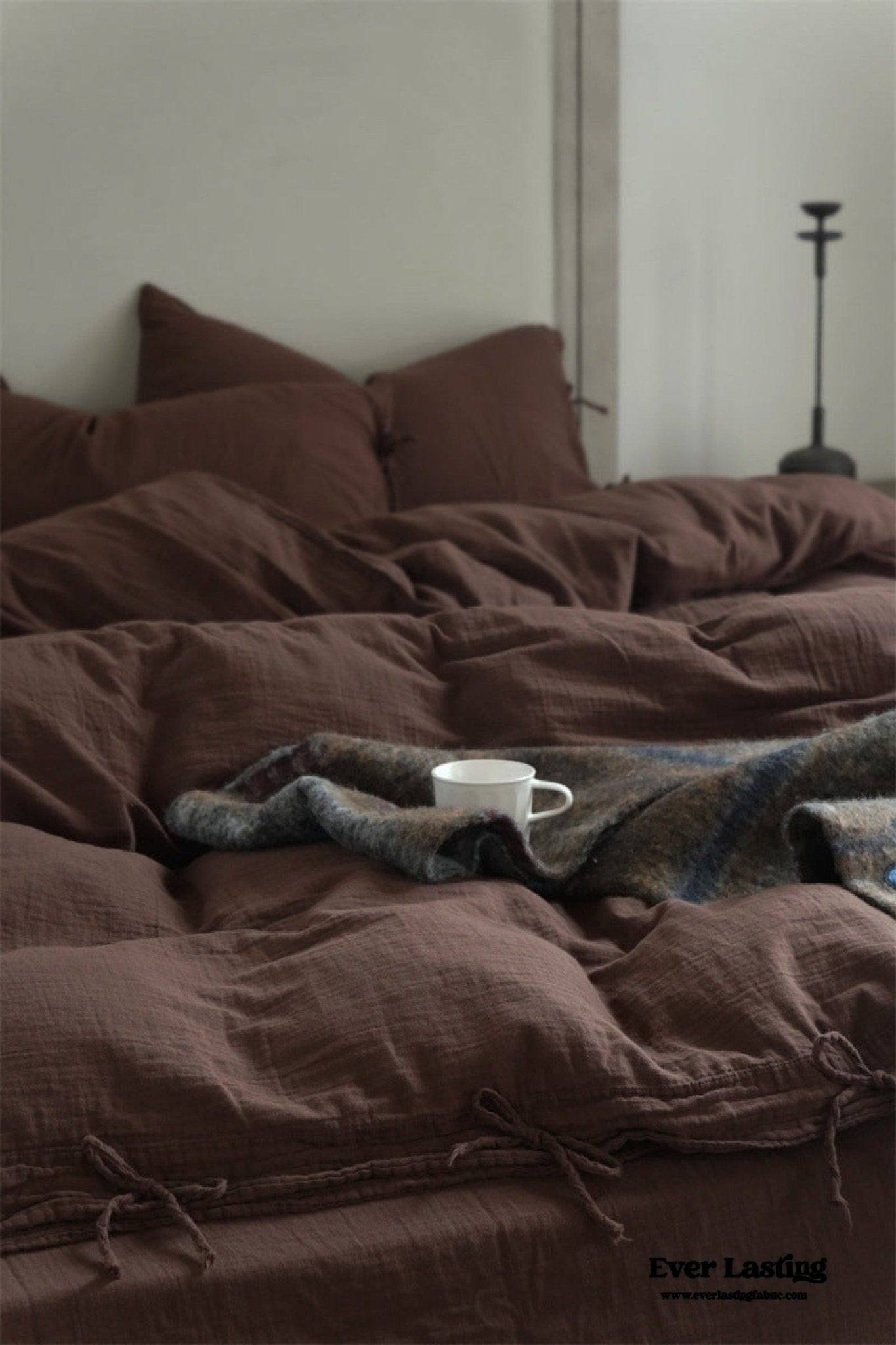 Evelyn Retro Double Gauze Bedding Set / Chestnut Brown