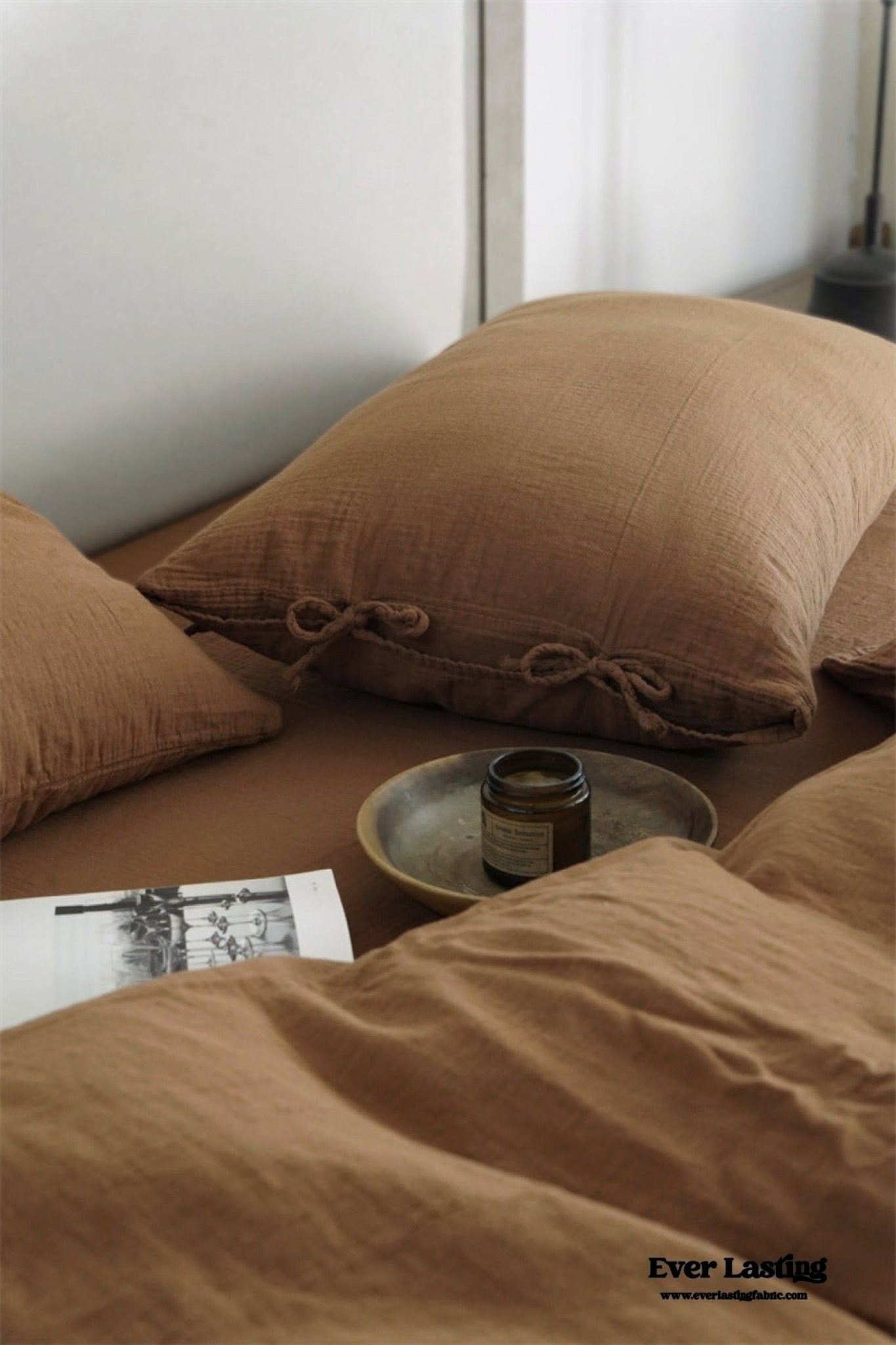 Evelyn Retro Double Gauze Bedding Set / Chestnut Brown