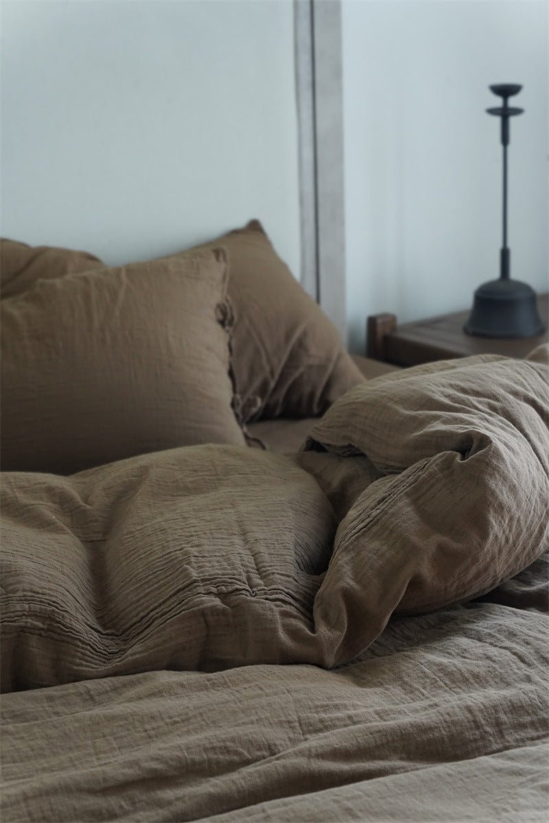 Evelyn Retro Double Gauze Bedding Set / Chestnut Brown