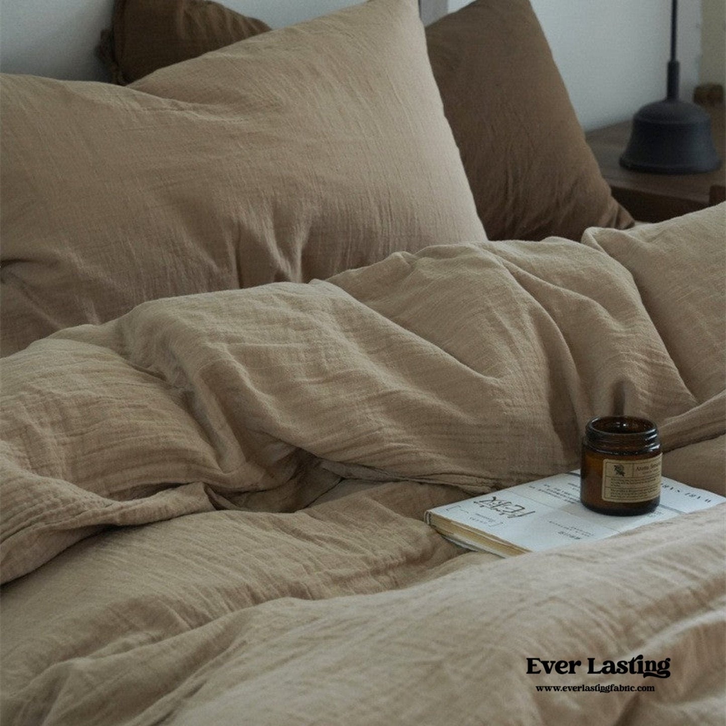 Evelyn Retro Double Gauze Bedding Set / Coffee Brown
