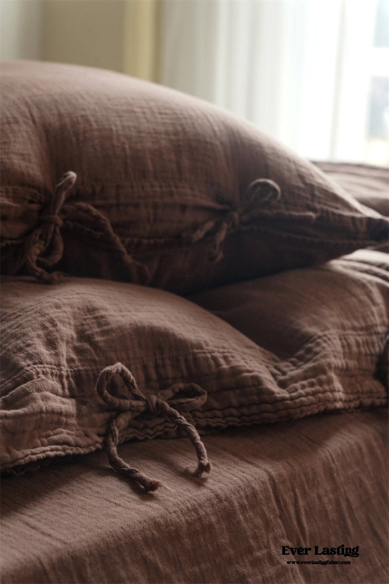 Evelyn Retro Double Gauze Bedding Set / Coffee Brown