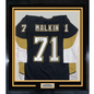 Framed Autographed/Signed Evgeni Malkin 35x39 Pittsburgh Black Hockey Jersey Beckett BAS COA