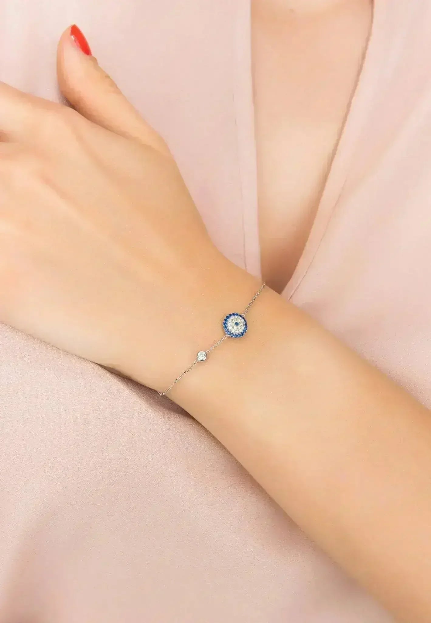Sterling Silver Evil Eye Bracelet – 925 Silver w/ Zircons