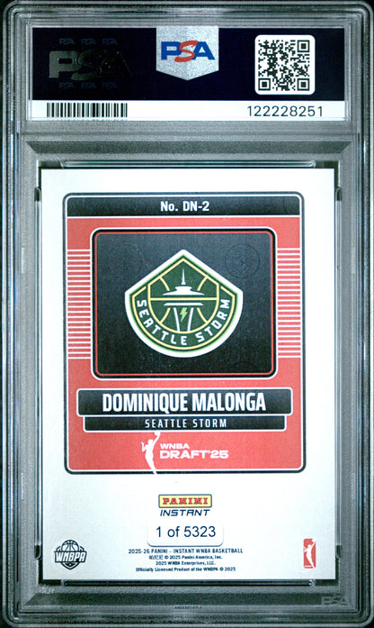 Graded 2025 Panini Instant Dominque Malonga #DN2 Draft Night Rookie RC Basketball Card PSA 9 Mint