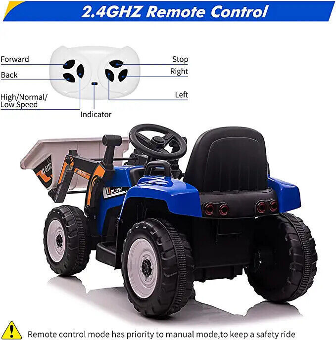 Excavate Fun with Our 12V Electric Ride-On Digger Truck for Kids - 3 Speeds, 7-LED Lights