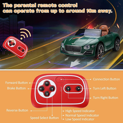 Exp 12 6V Battery Operated Toy Car Ride On with Remote Control - Kids Bentley Style
