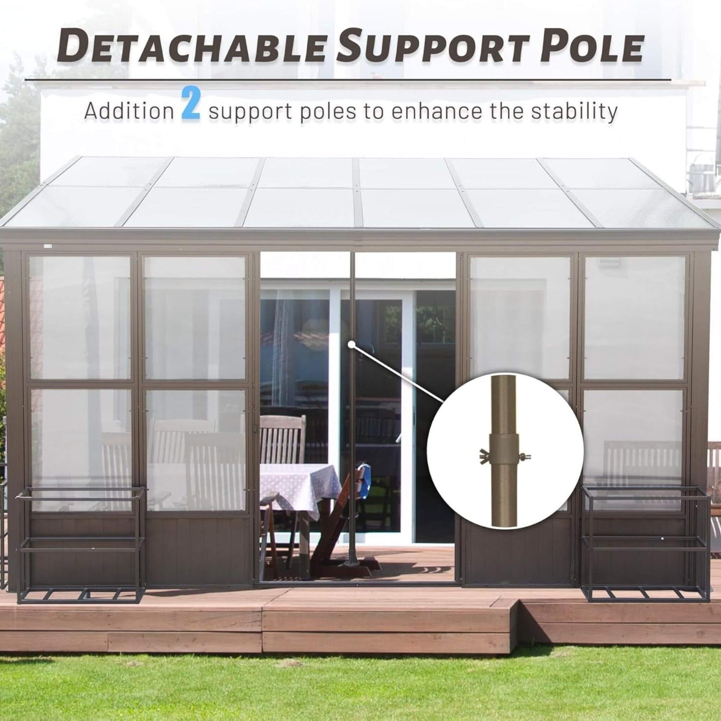 [12X16FT] Alora Horizon Extra-Large Heavy-Duty All-Season Sunroom With Sliding Doors And Polycarbonate Windows (SAK98357)