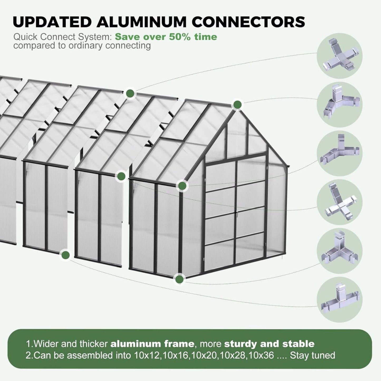 [10X36FT] Extra-Large Heavy-Duty Outdoor Walk-In Greenhouse With Adjustable Roof Vents, 4MM (SAK26174)